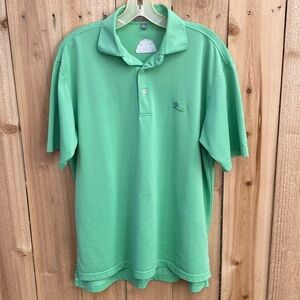 Peter Millar Summer Comfort Polo Shirt Size Medium Green Statue of Liberty Logo